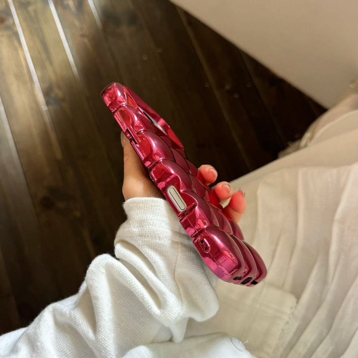 Burgandy Rose Glow Puffer Case for iPhone