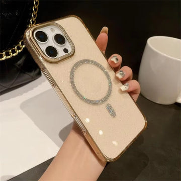 Crystal Diamond Magsafe Desert Titanium Non Yellow Case for iPhone