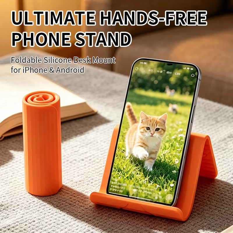 Premium Orange/Black Anti-Slip Folding Phone And Tablet Stand