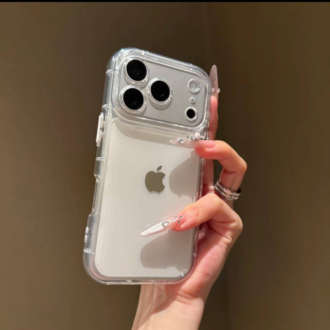 White Aesthetic Transparent Case for iPhone
