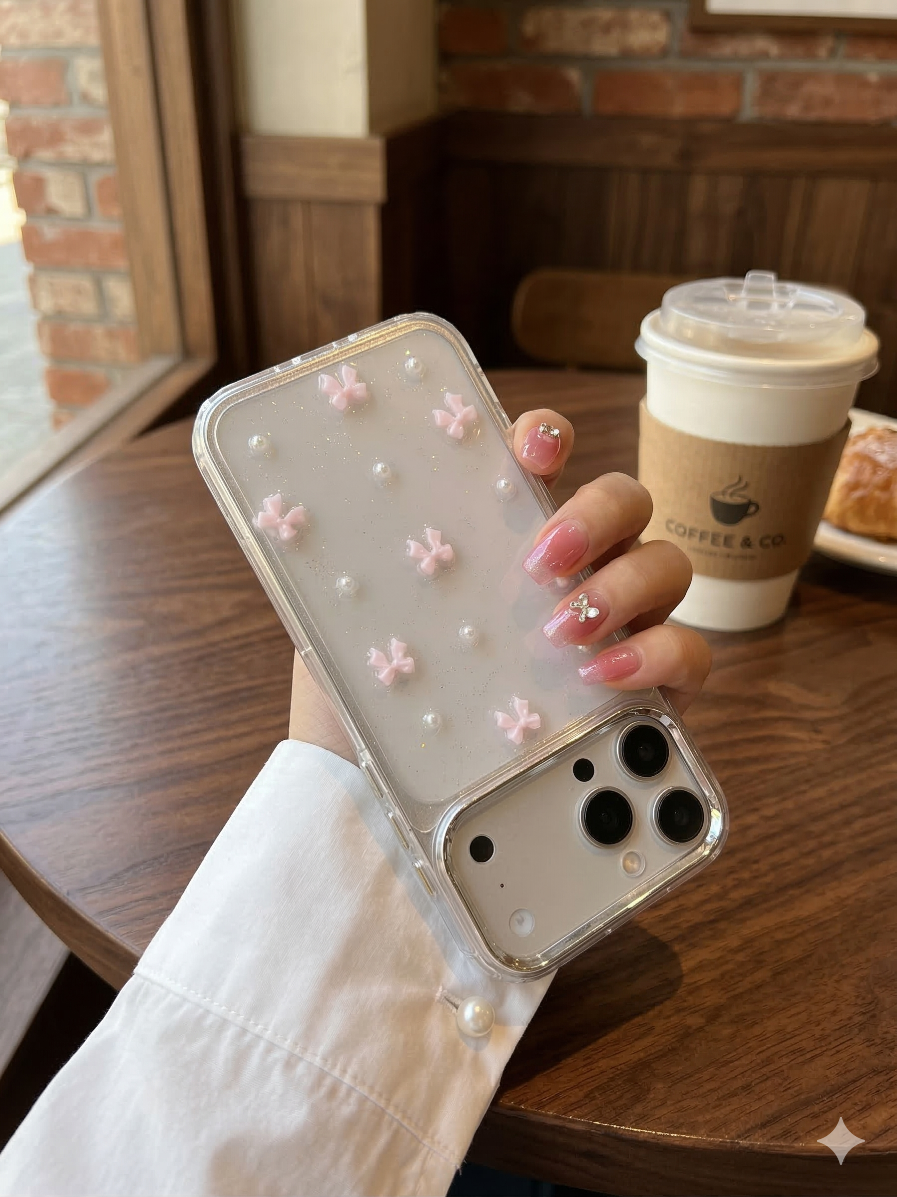 Cute Shimmer Pink Small Bows case for iPhone