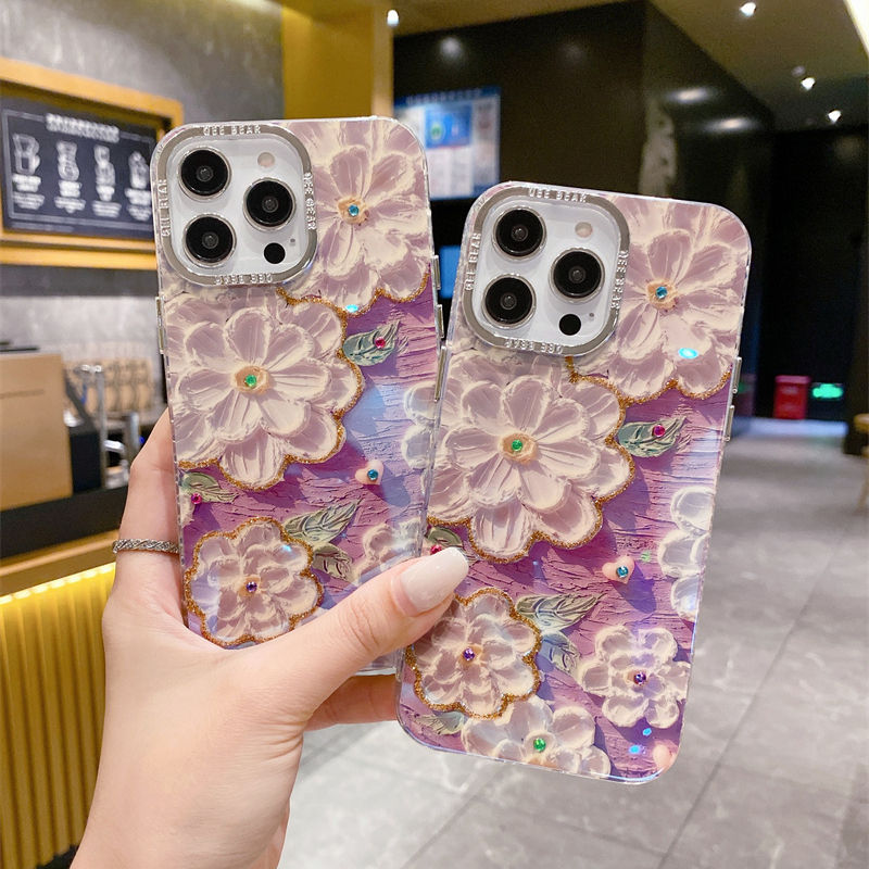 Vintage Holographic Floral Crystal Case for iPhone