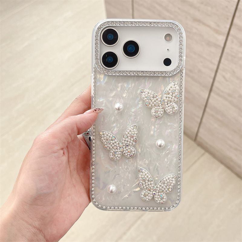 Crystal Butterfly Pearl Edition Case with Charm for iPhone