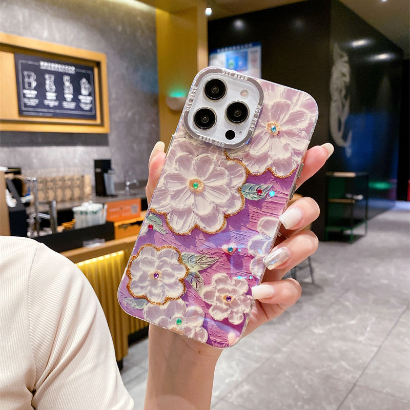 Vintage Holographic Floral Crystal Case for iPhone