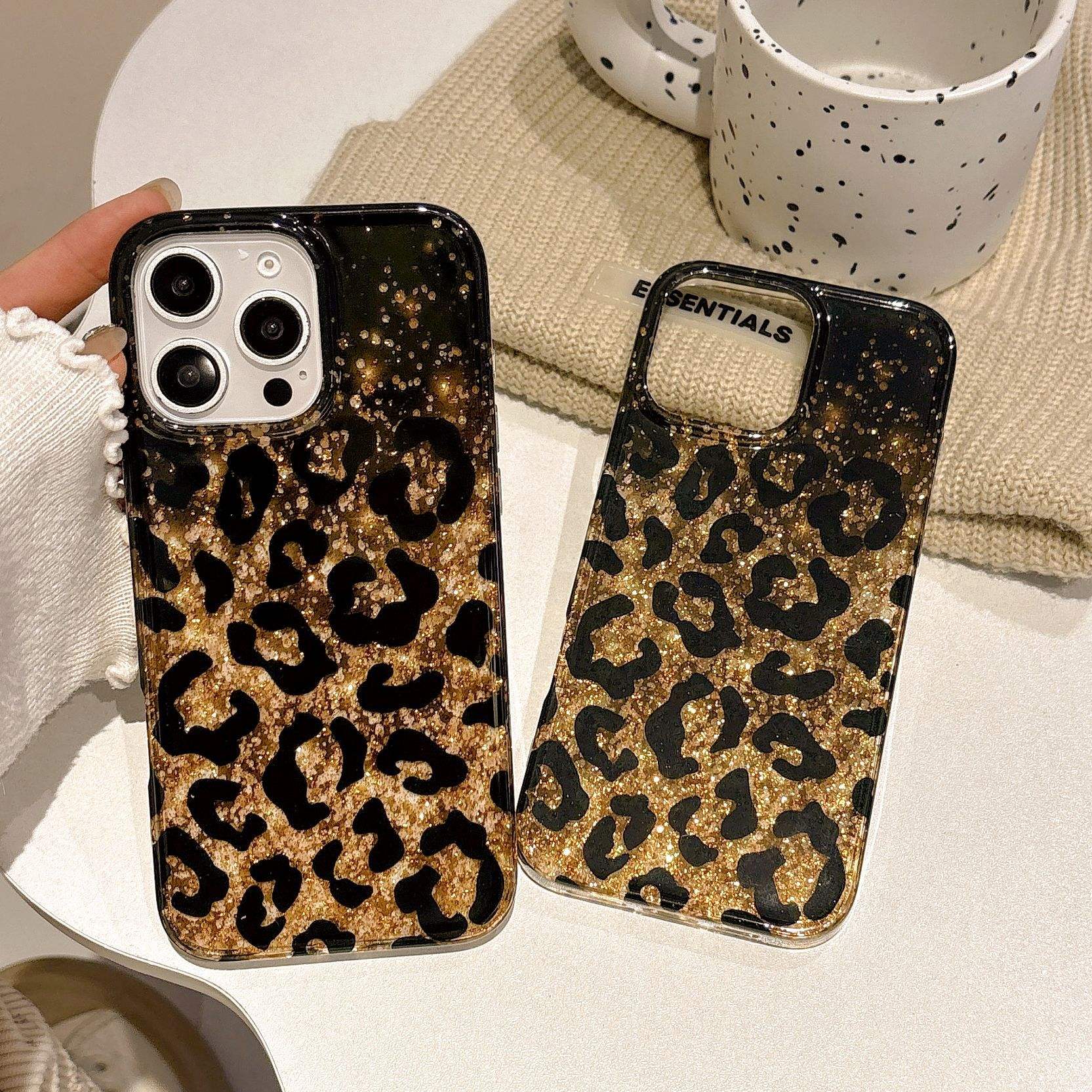 Golden Leopard Glitter Luxe Case for iPhone