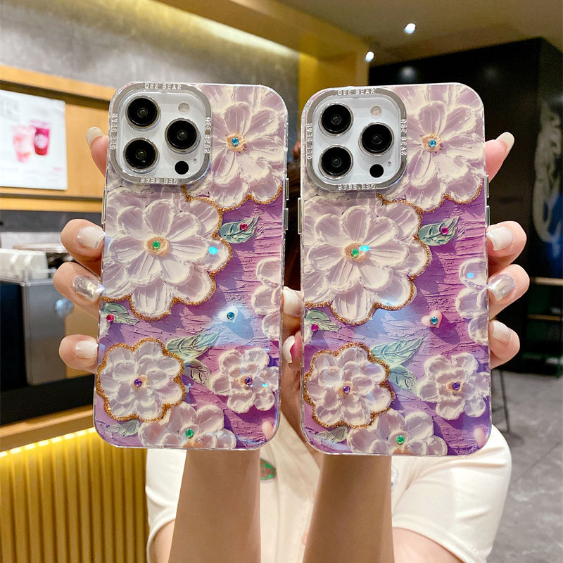 Vintage Holographic Floral Crystal Case for iPhone