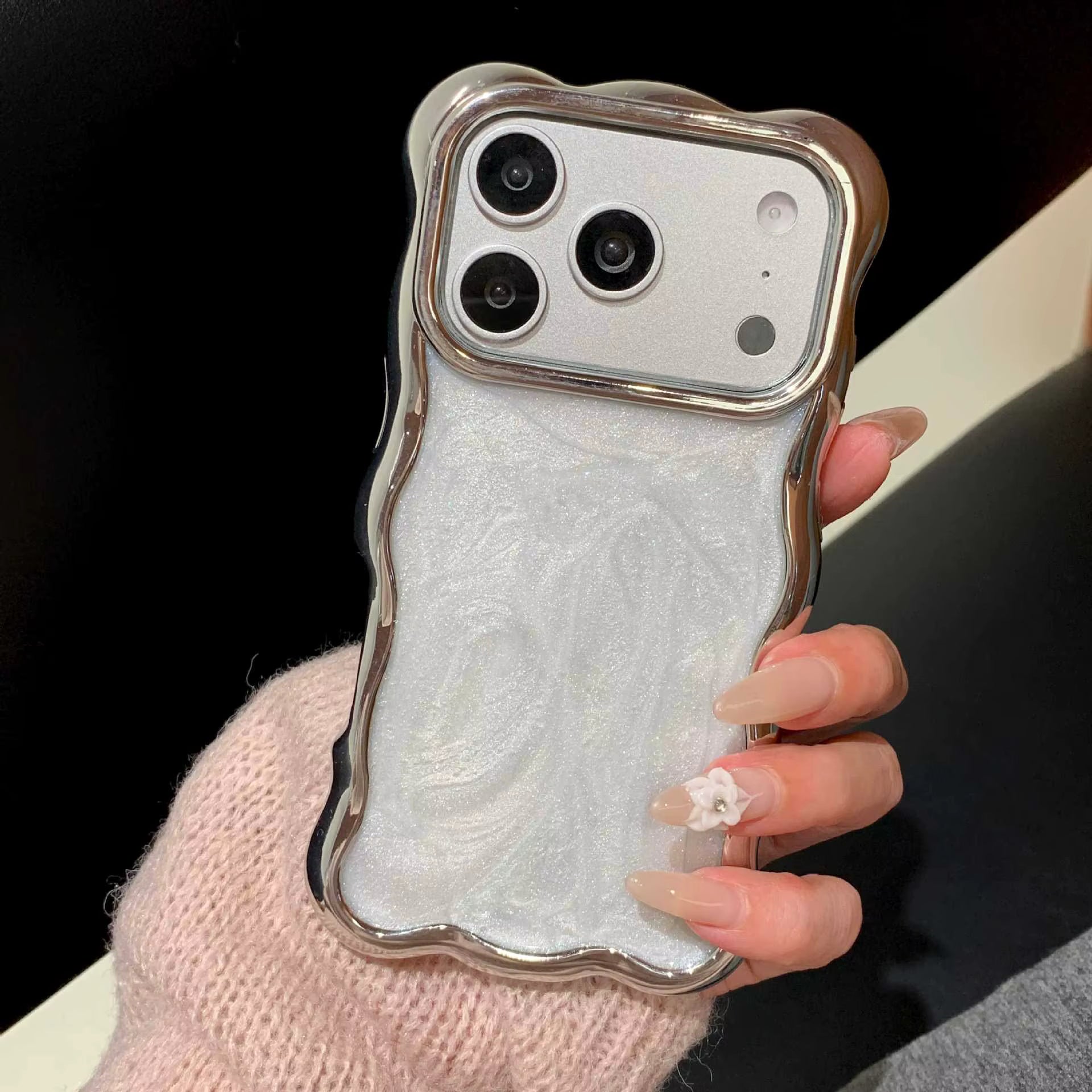 Silver Wavy Marble Texture Case for iPhone