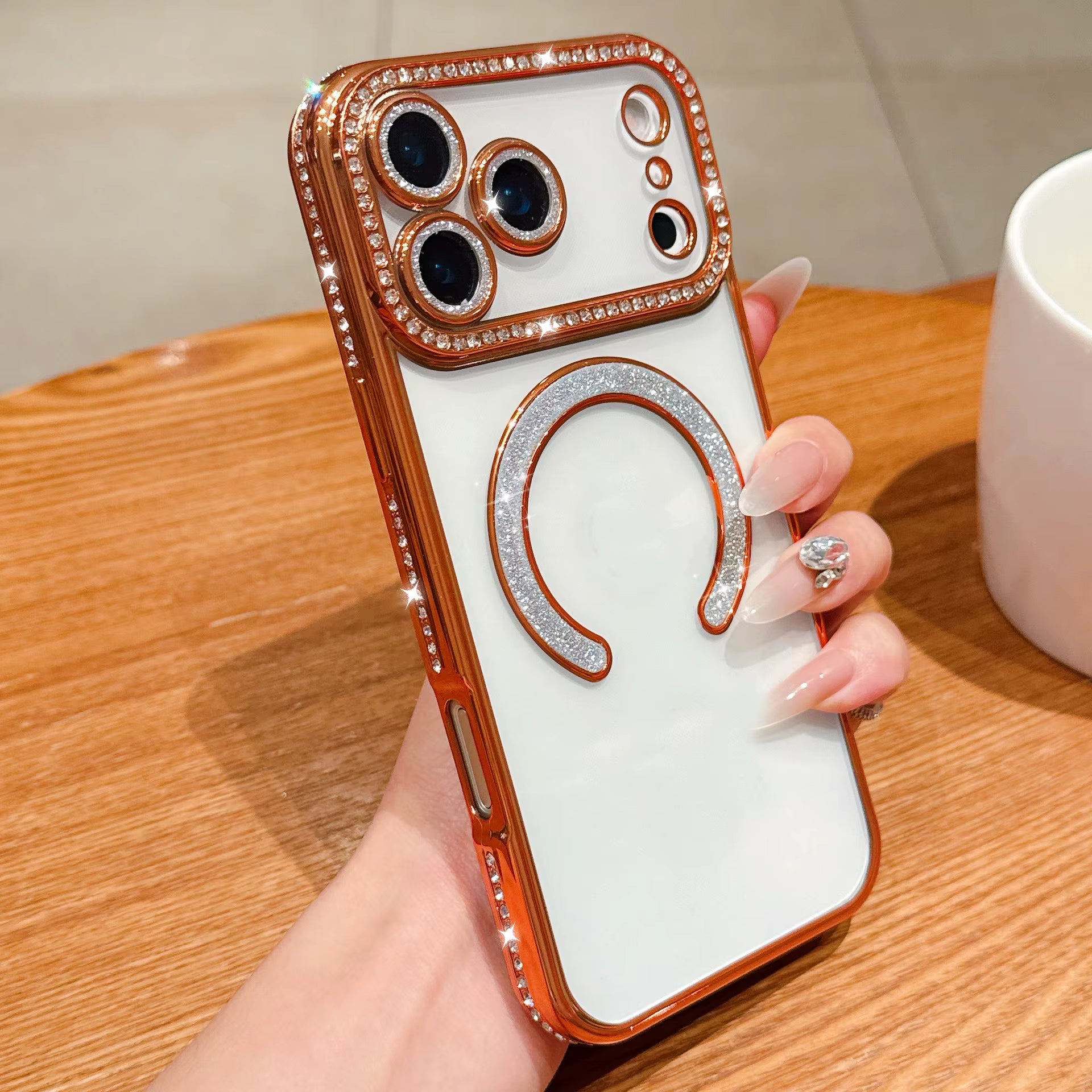 Signature Orange Diamond Studded MagSafe Case for iPhone