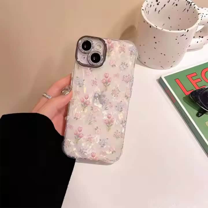 Summer Tulip Floral Glitter Lens Case for iPhone