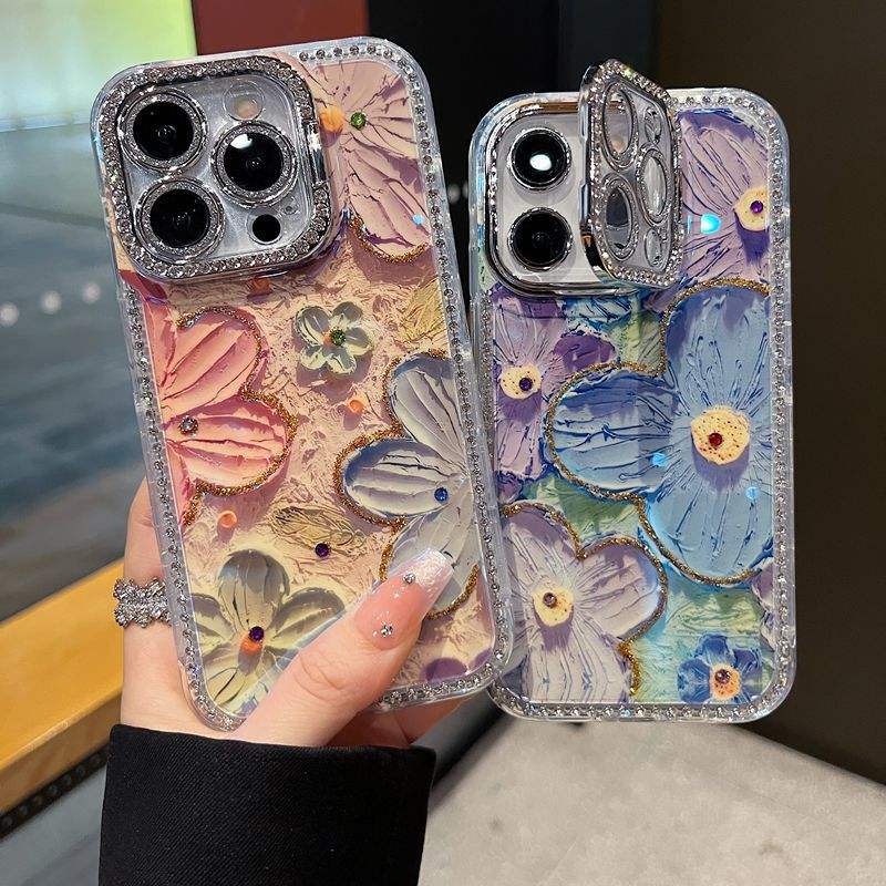 Diamond Classy Floral Cases with Charms for iPhone