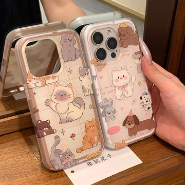 Pastel Adorable Kitty & Dog Squad cases for iPhone