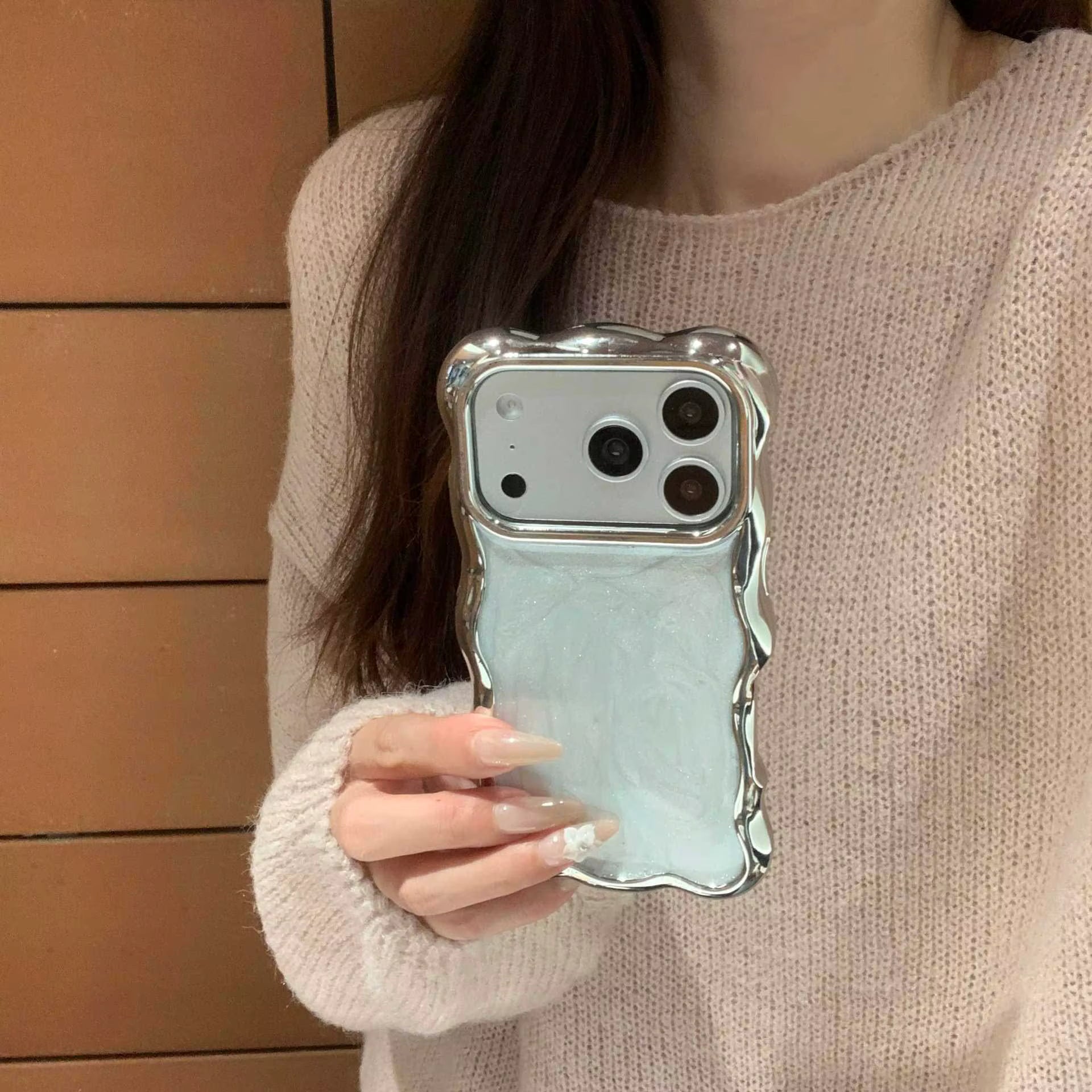 Silver Wavy Marble Texture Case for iPhone