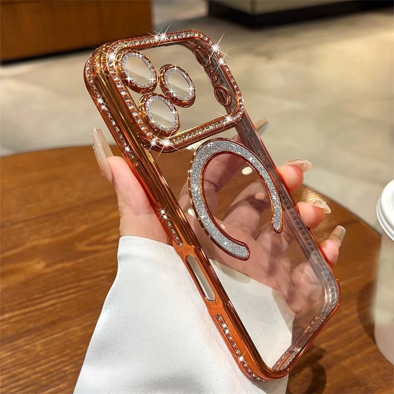 Signature Orange Diamond Studded MagSafe Case for iPhone