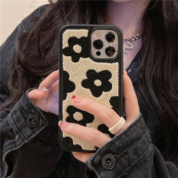 Floral Plush Textured Phone Case for iPhone