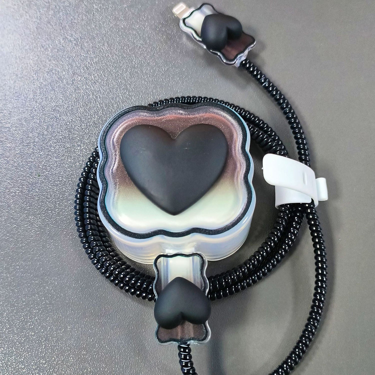 Black Heart Charger Protector for Apple iPhone