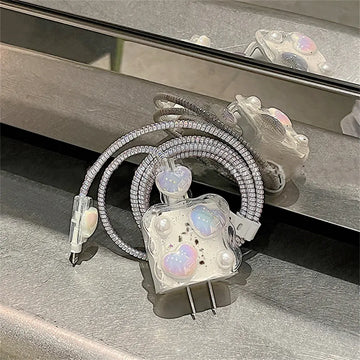 Pearl & Heart Charger Protector for Apple iPhone