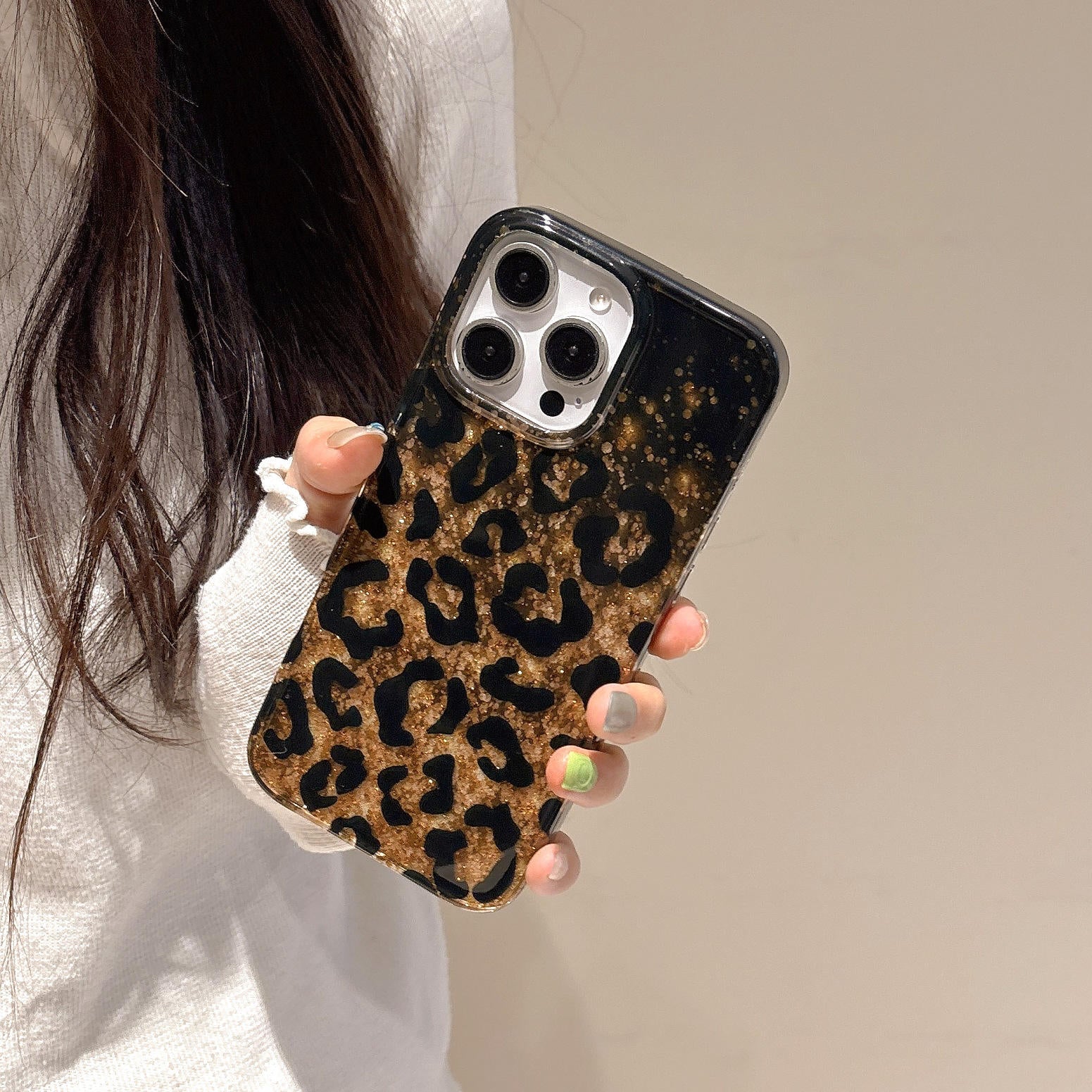 Golden Leopard Glitter Luxe Case for iPhone
