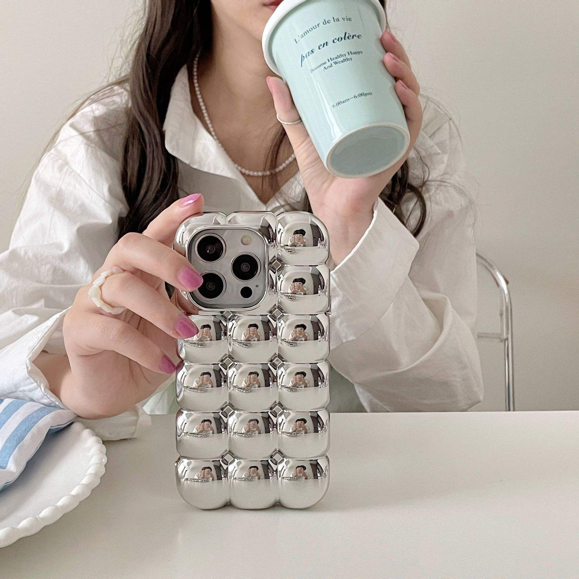 Silver Bubble Puffer Marshmellow Cases for iPhone