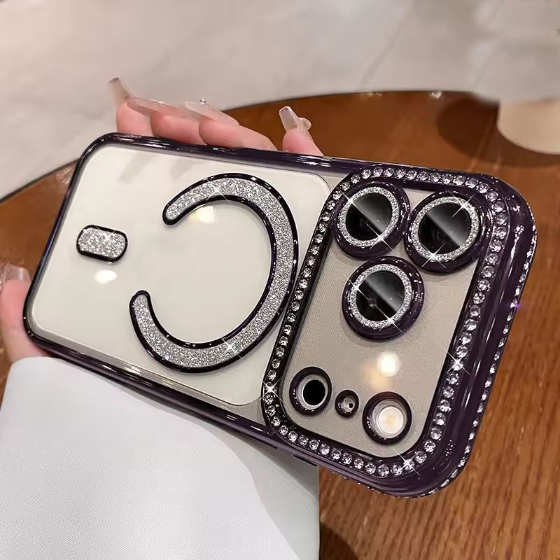 Signature Burgundy Diamond Studded MagSafe Case for iPhone