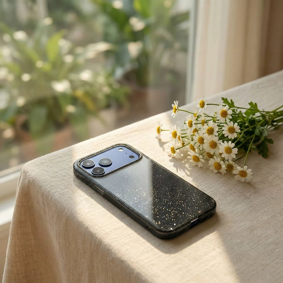 Transparent Black Shimmery Cases for iPhone
