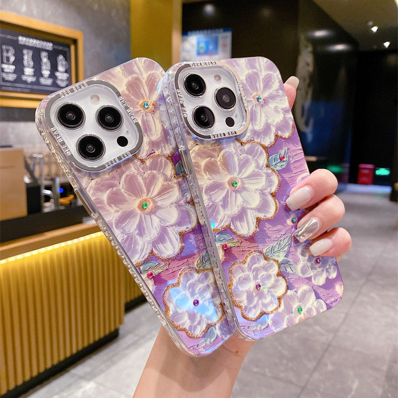 Vintage Holographic Floral Crystal Case for iPhone