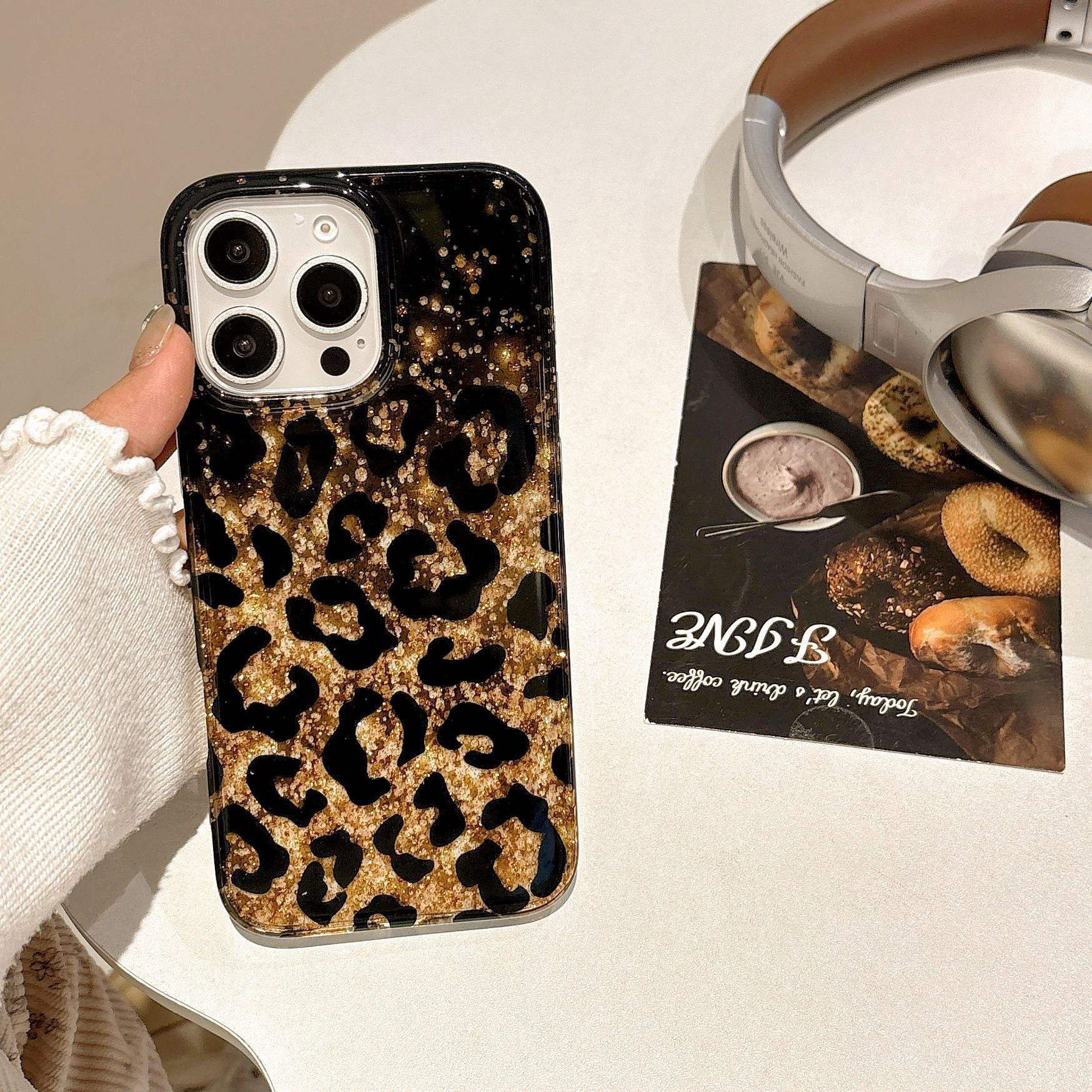Golden Leopard Glitter Luxe Case for iPhone