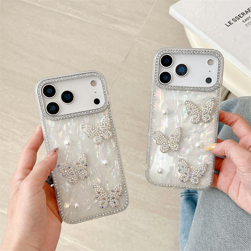 Crystal Butterfly Pearl Edition Case with Charm for iPhone