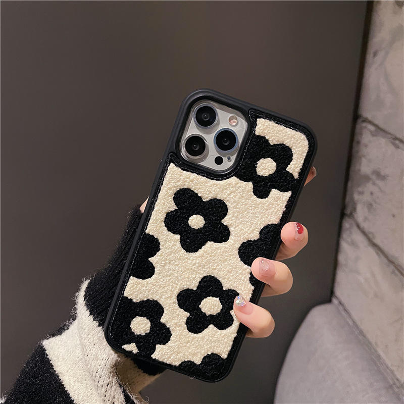 Floral Plush Textured Phone Case for iPhone