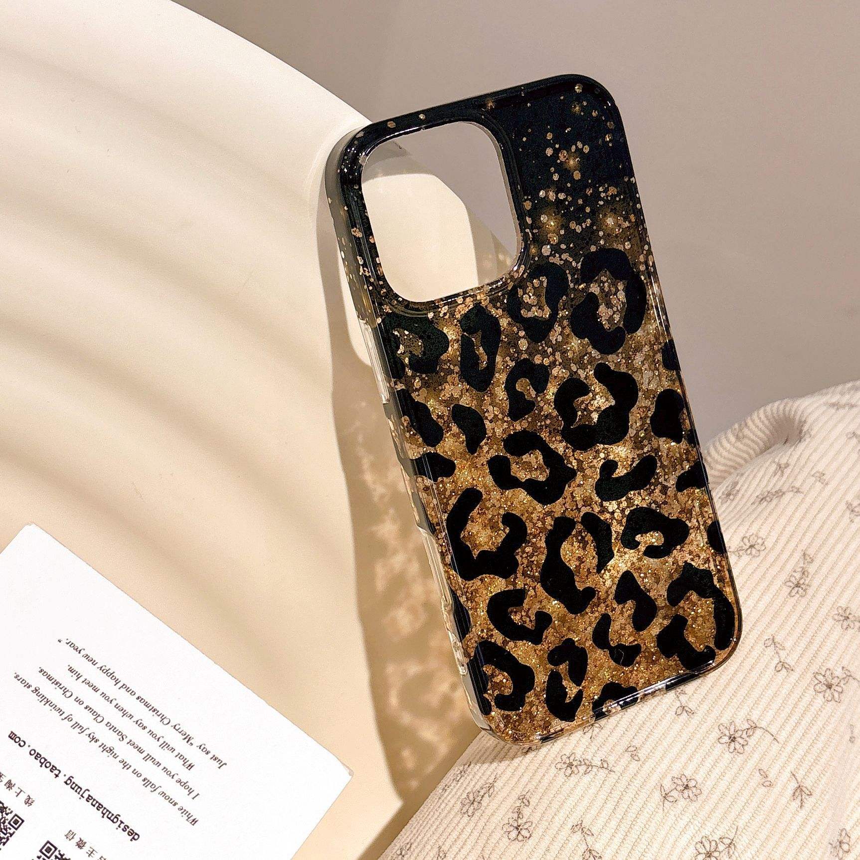 Golden Leopard Glitter Luxe Case for iPhone