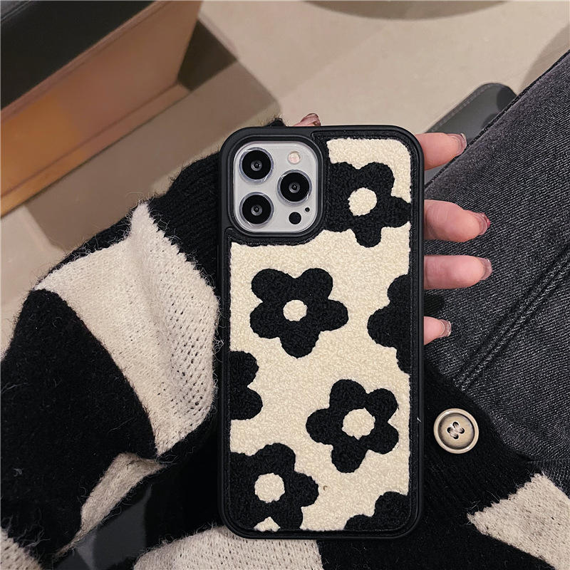 Floral Plush Textured Phone Case for iPhone