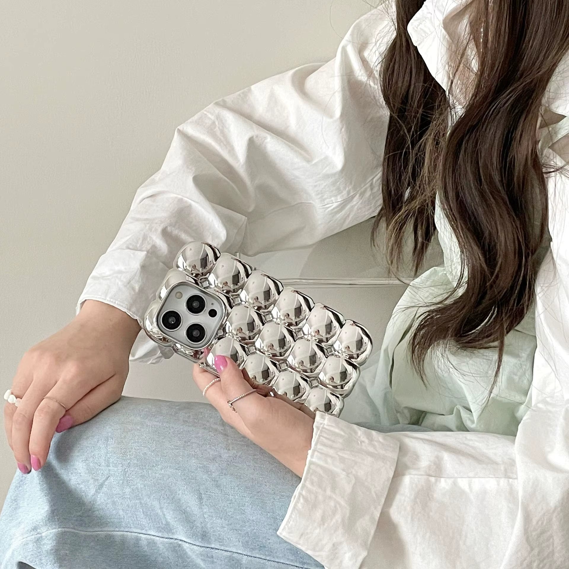 Silver Bubble Puffer Marshmellow Cases for iPhone