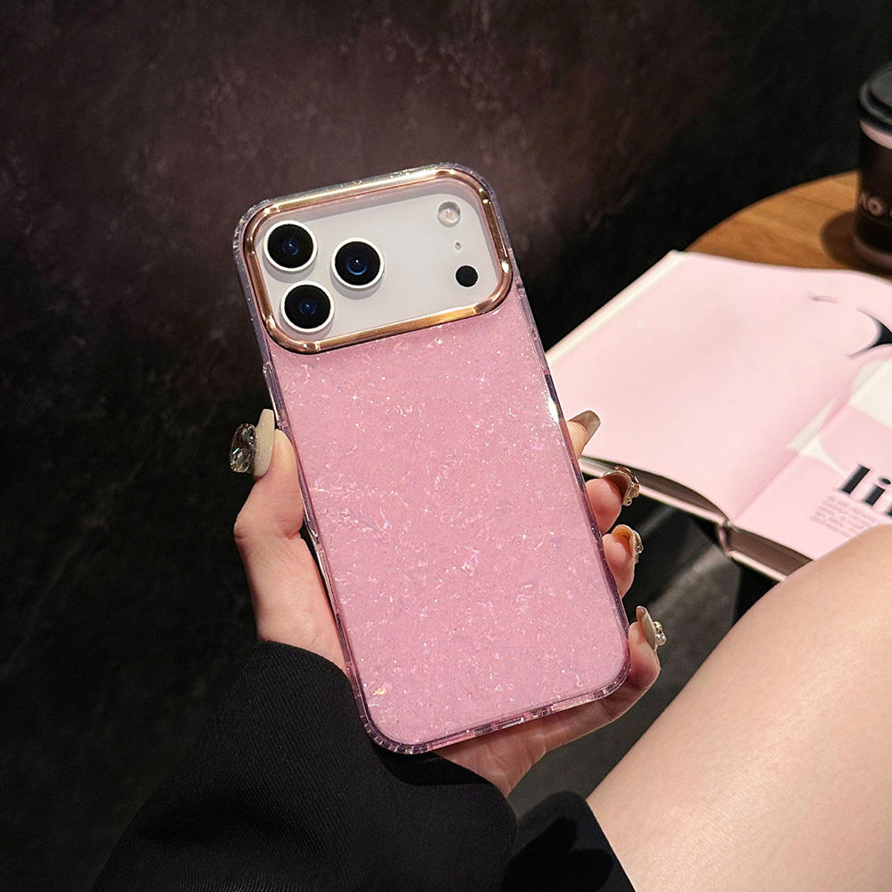 Pink Marble Texture Shimmer Cases for iPhone