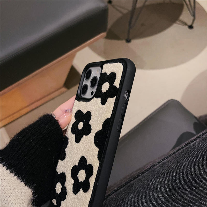 Floral Plush Textured Phone Case for iPhone