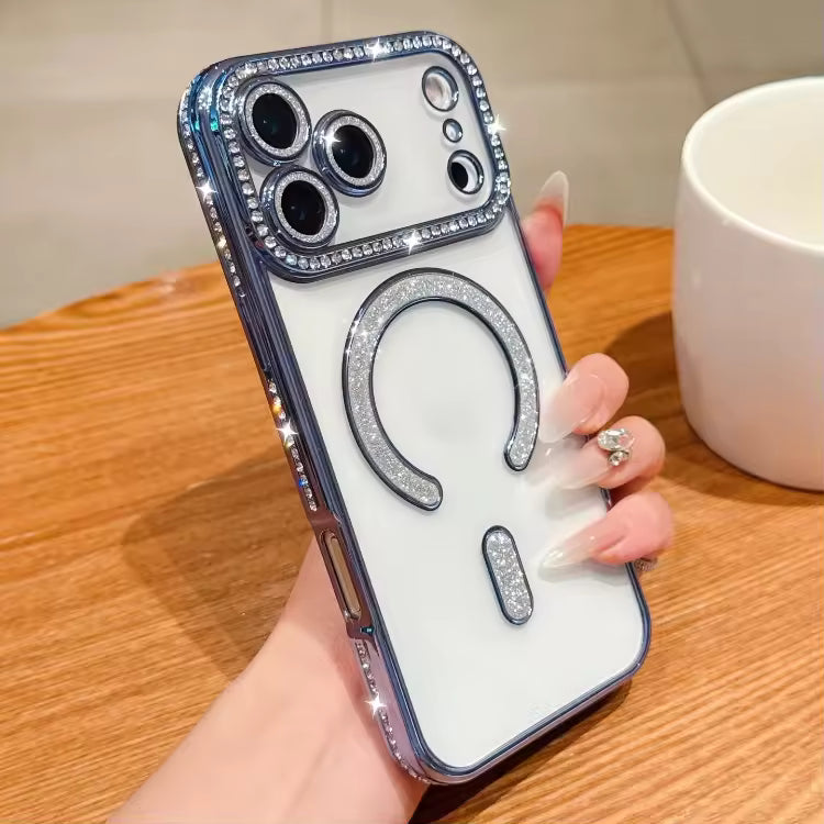 Signature Glacier Blue Diamond Studded MagSafe Case for iPhone
