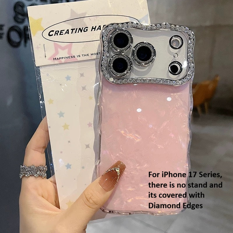 Blush Pink Marble Phone case with Glitter Charm for iPhone