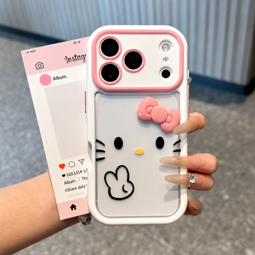 Cute Blushing Kitty Cartoon Transparent Case for iPhone