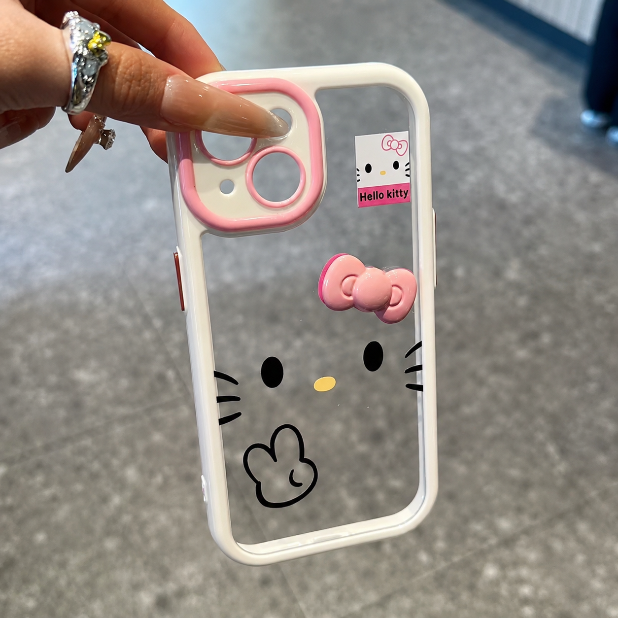 Cute Blushing Kitty Cartoon Transparent Case for iPhone