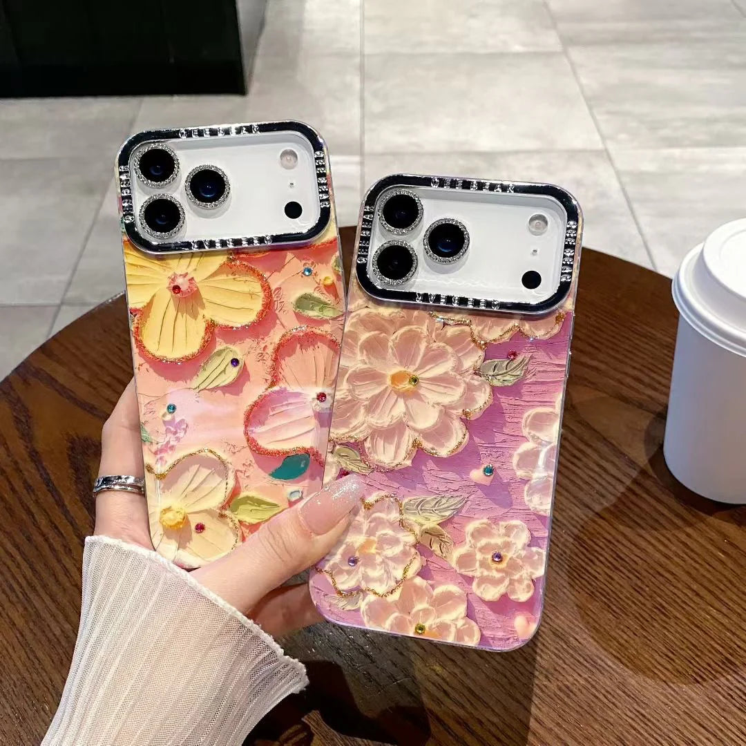 Vintage Holographic Floral Crystal Case for iPhone