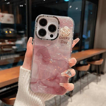 Lucky Day Textured theme cases with Glitter Charm for iPhone