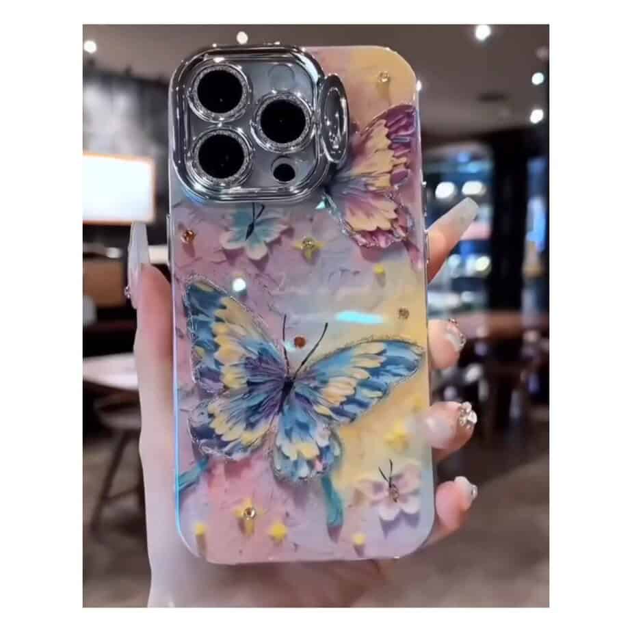Holographic Butterfly Cases with Shimmer Lens & Stand for iPhone