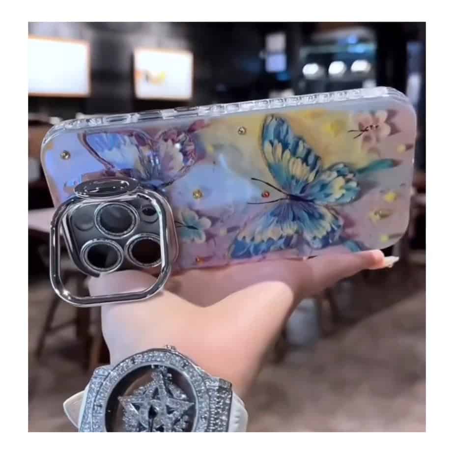 Holographic Butterfly Cases with Shimmer Lens & Stand for iPhone