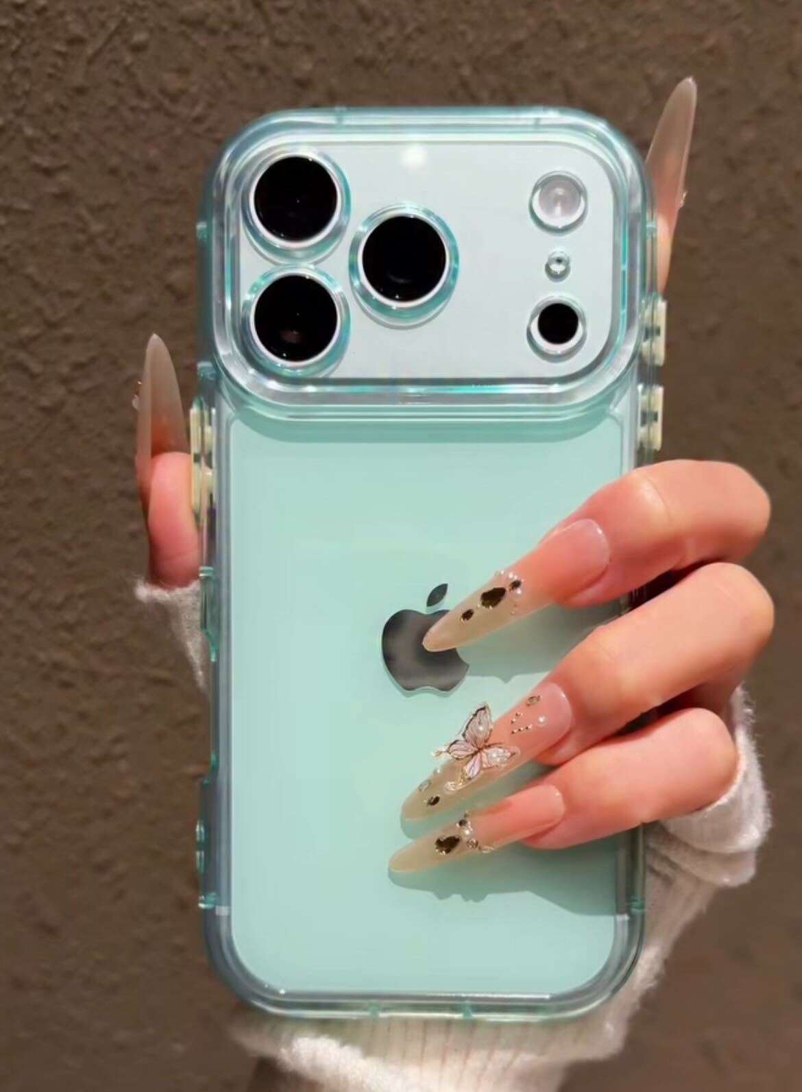 Mint Aura Aesthetic Transparent Case for iPhone