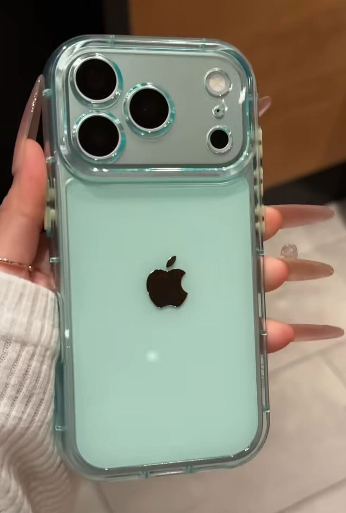 Mint Aura Aesthetic Transparent Case for iPhone