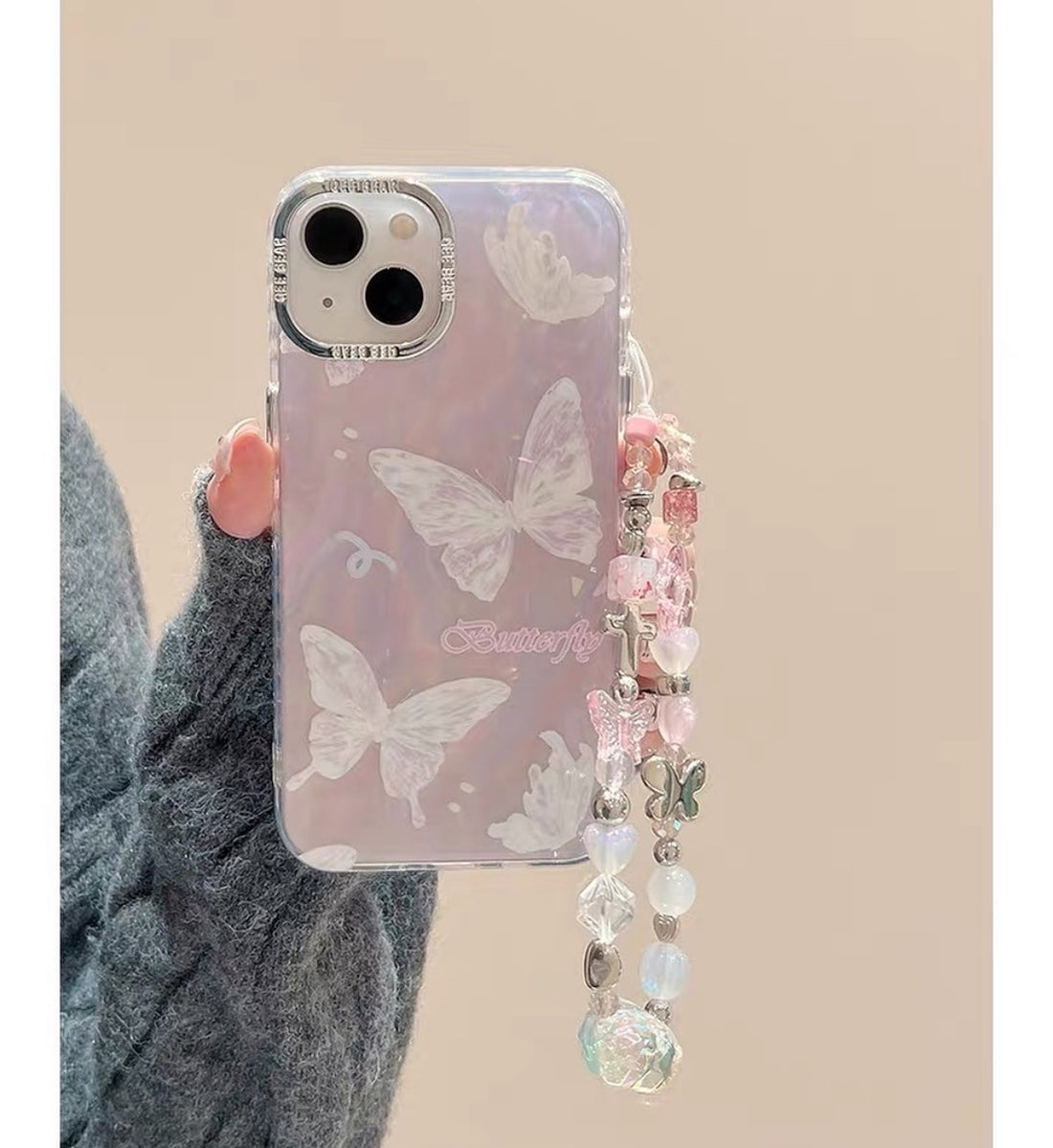 Holographic ButterFly Cases with Charms for iPhone