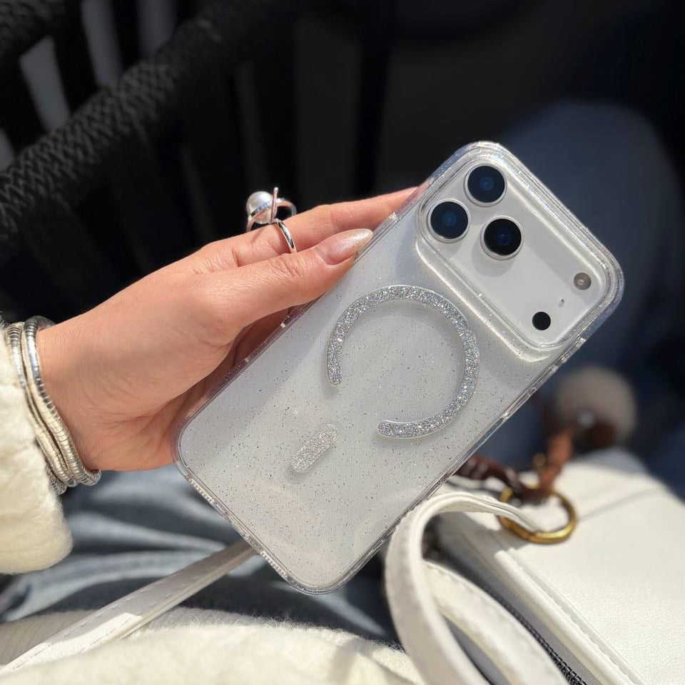 Crystal Glitter Magsafe Case - Anti Yellow Clear iPhone Cover