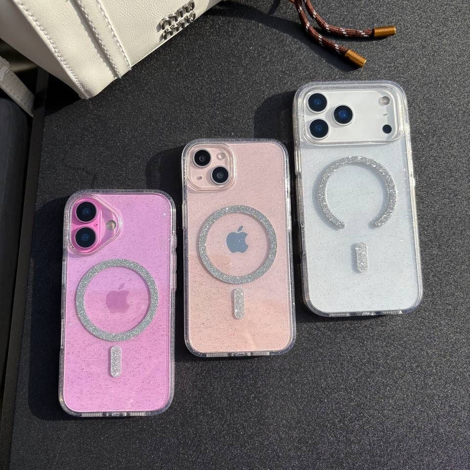 Crystal Glitter Magsafe Case - Anti Yellow Clear iPhone Cover