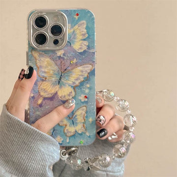 Rainbow Holographic Butterfly Cases with Charms for iPhone
