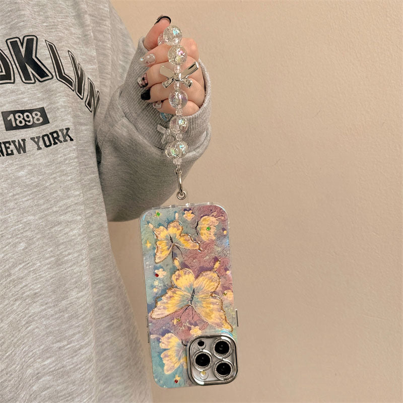 Rainbow Holographic Butterfly Cases with Charms for iPhone
