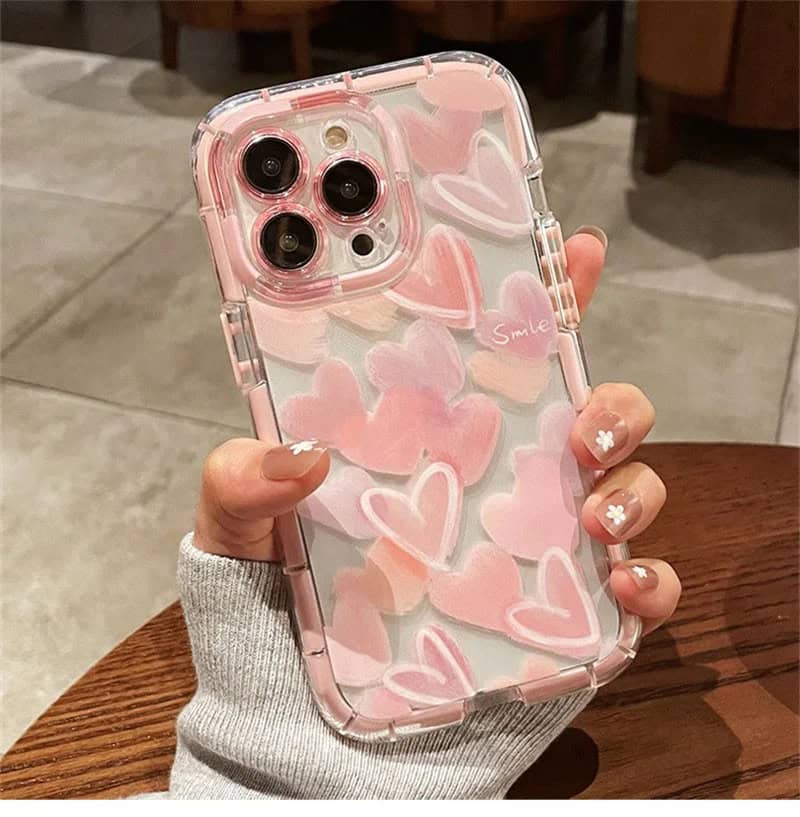 Cute Pastel Transparent Small Heart Silicone cases for iPhone