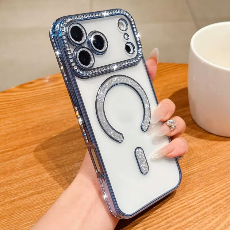 Signature Glacier Blue Diamond Studded MagSafe Case for iPhone